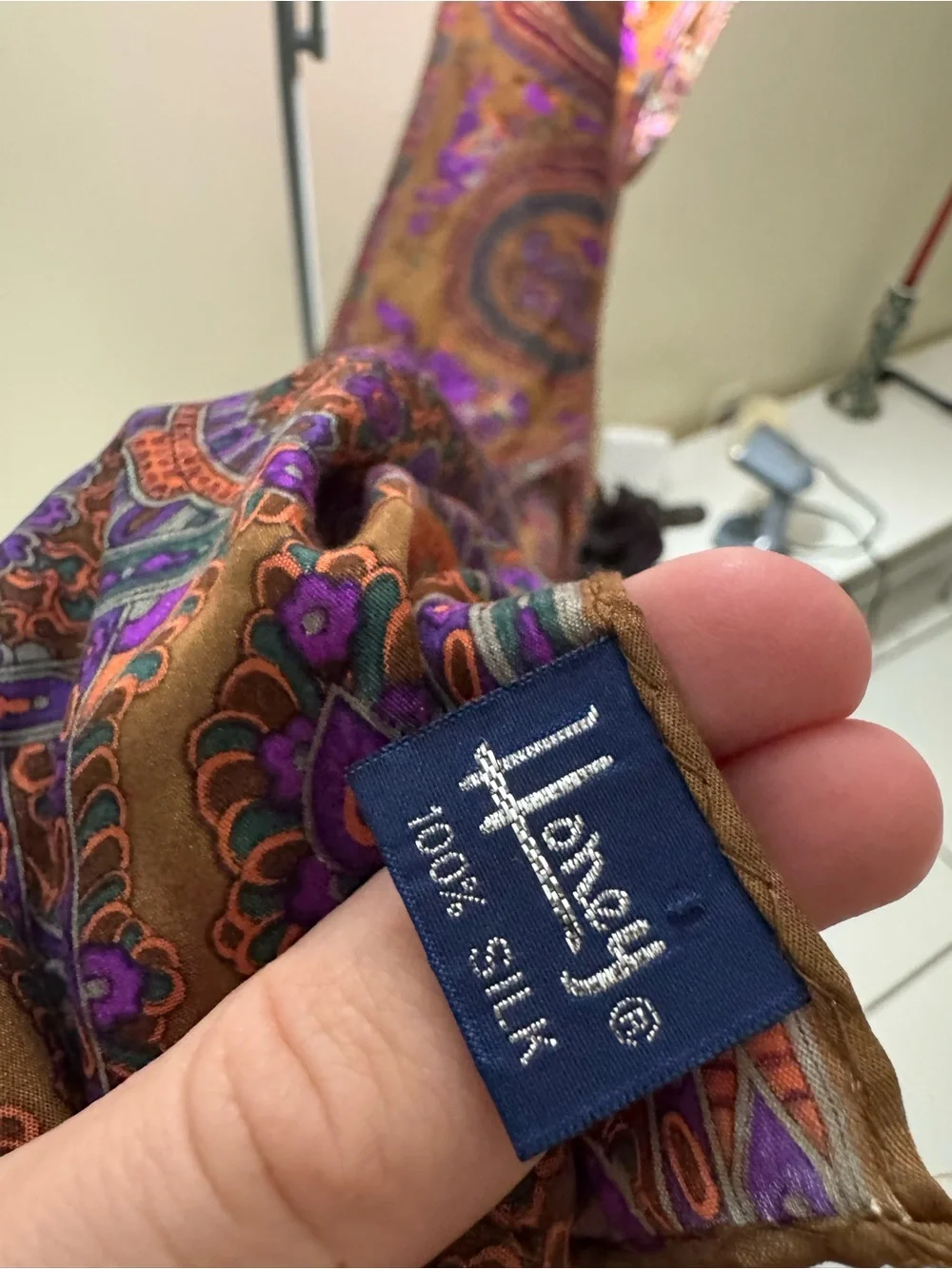 Vintage Honey Brand 100% Silk Paisley Floral Square Scarf Made in Japan